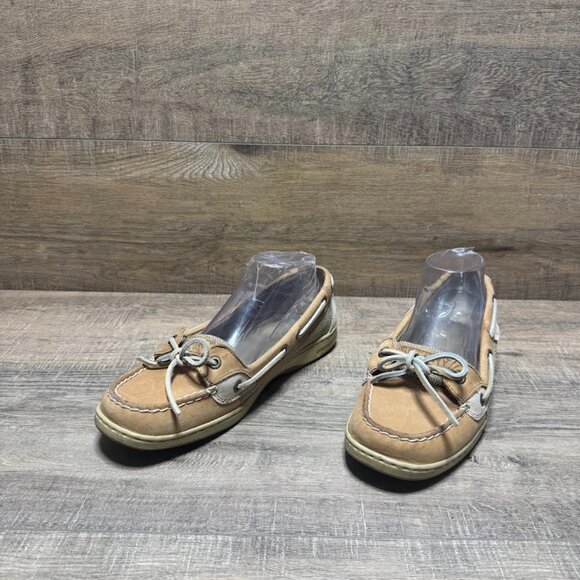 Sperry Angelfish Linen Oat Leather Boat Shoes Women's Size 9.5 - Picture 1 of 7